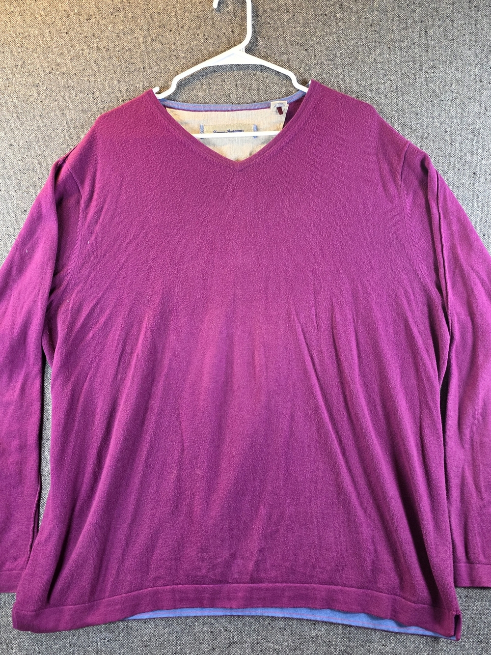 Tommy Bahama Men's XL Purple V-Neck Sweater 95% Cotton 5% Cashmere Pullover